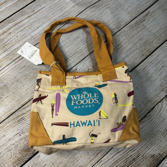 Whole Foods Handbags - NWT Whole Foods Hawaii x Tag Aloha Mini Tote 100% Cotton Surfer Girl Tote